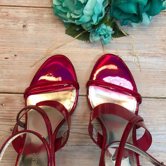 Guess Pink Felecia Shiny Ankle Strap Heels - Picture 4 of 10